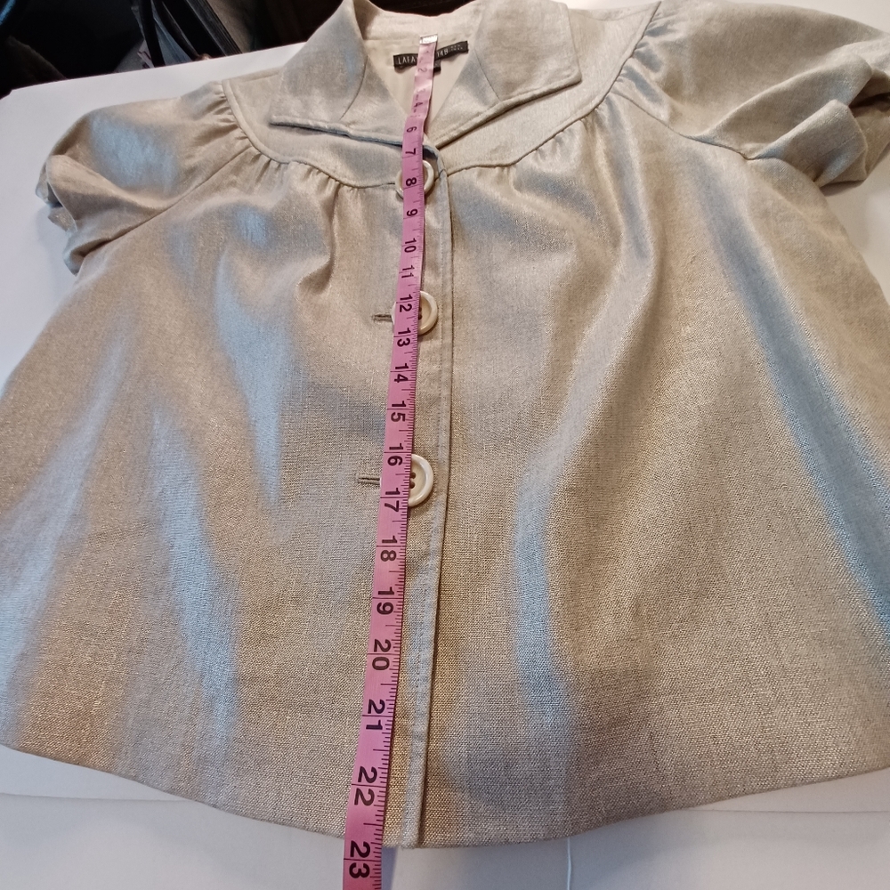Lafayette 148 Linen Metallic Cap Sleeve Blazer Jacket Women's Sz 8 - Picture 7 of 8